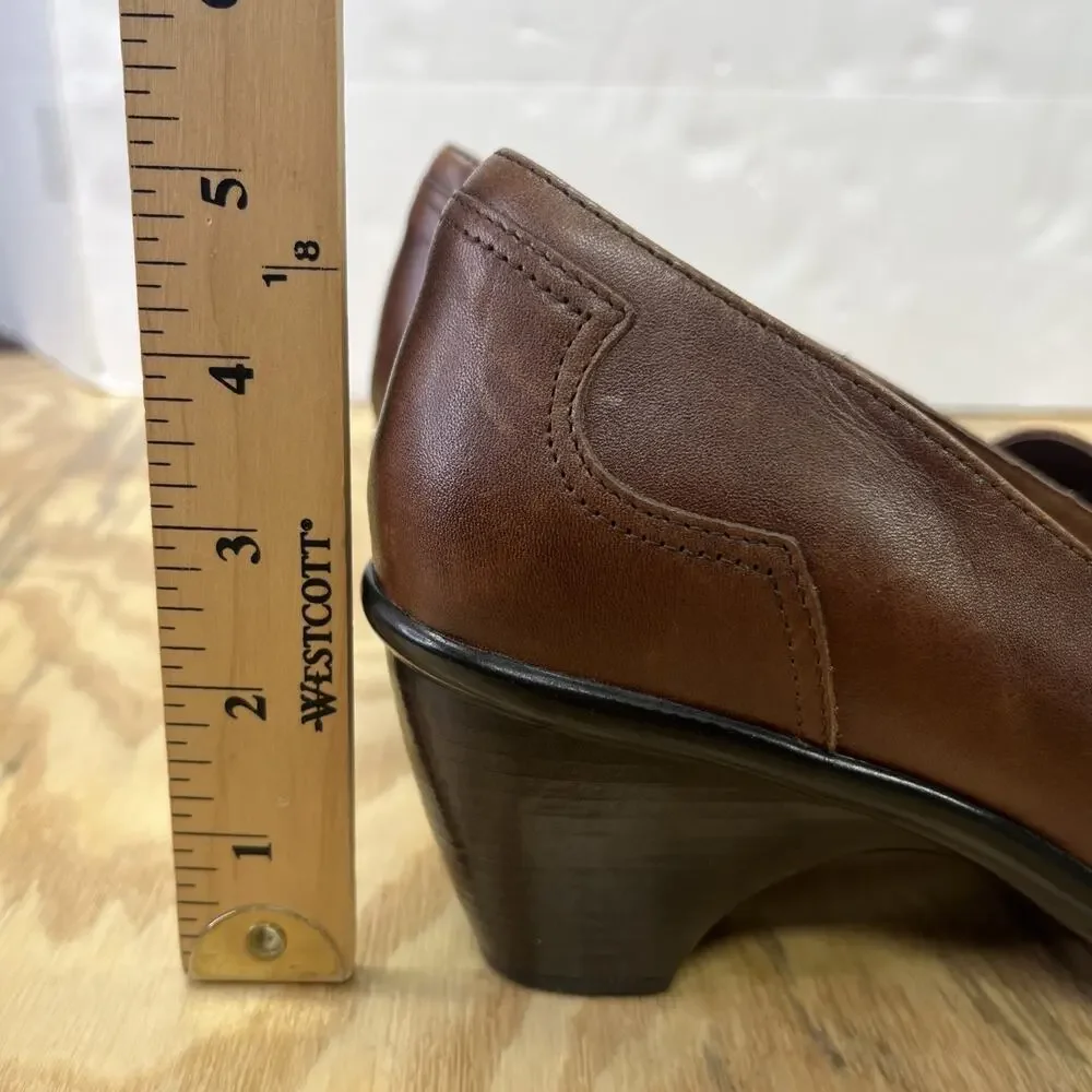 Dansko Ren Slip On Shoes Women EU 40 US 9 Loafer Heels Brown Leather Career